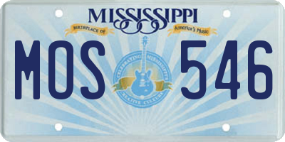 MS license plate MOS546