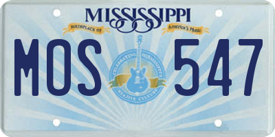 MS license plate MOS547