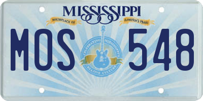 MS license plate MOS548