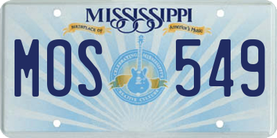 MS license plate MOS549