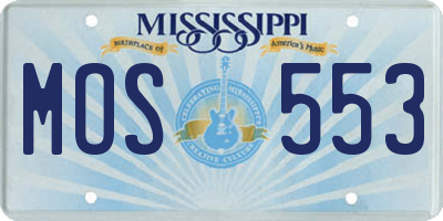 MS license plate MOS553