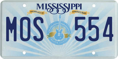 MS license plate MOS554