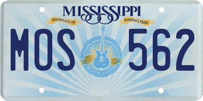 MS license plate MOS562