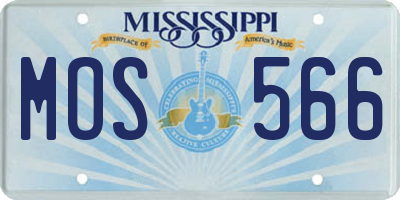 MS license plate MOS566