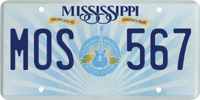 MS license plate MOS567