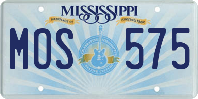 MS license plate MOS575
