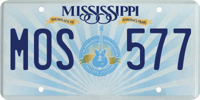 MS license plate MOS577