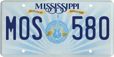 MS license plate MOS580