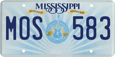 MS license plate MOS583