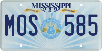 MS license plate MOS585