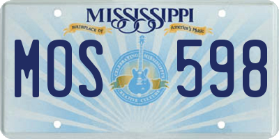 MS license plate MOS598