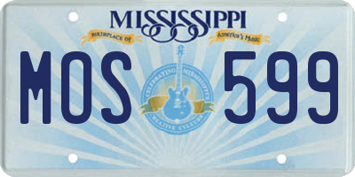 MS license plate MOS599