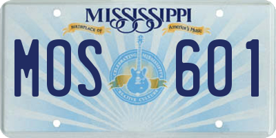 MS license plate MOS601