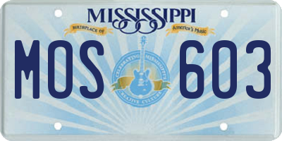 MS license plate MOS603
