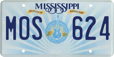 MS license plate MOS624