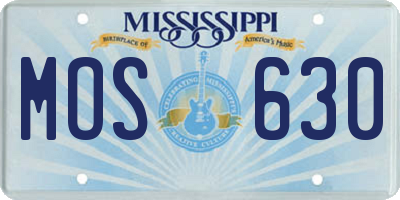 MS license plate MOS630