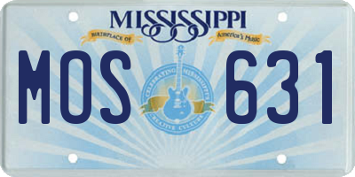 MS license plate MOS631