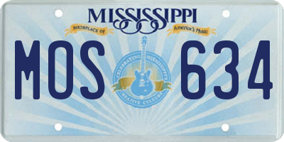 MS license plate MOS634