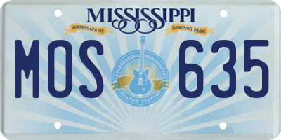 MS license plate MOS635
