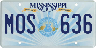 MS license plate MOS636