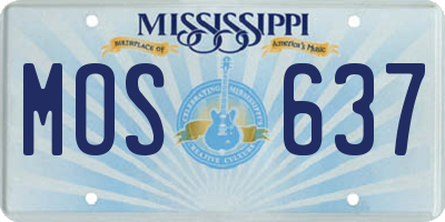 MS license plate MOS637