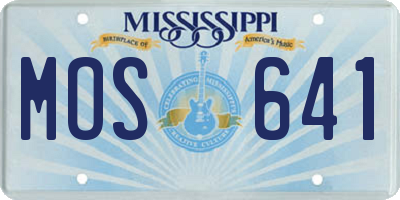 MS license plate MOS641