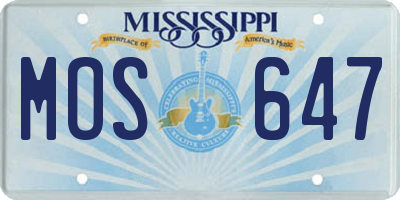 MS license plate MOS647