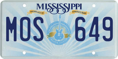 MS license plate MOS649