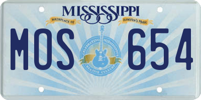 MS license plate MOS654
