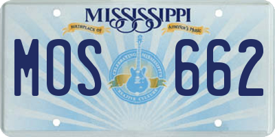MS license plate MOS662