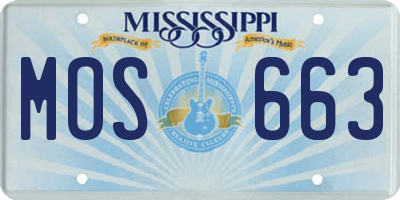 MS license plate MOS663