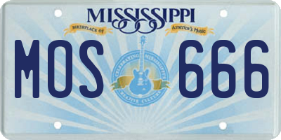 MS license plate MOS666