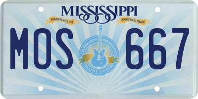 MS license plate MOS667