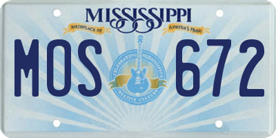 MS license plate MOS672