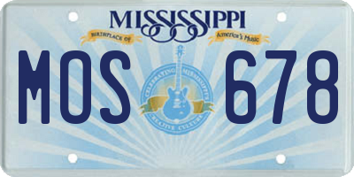 MS license plate MOS678