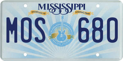 MS license plate MOS680