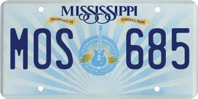 MS license plate MOS685