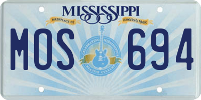 MS license plate MOS694