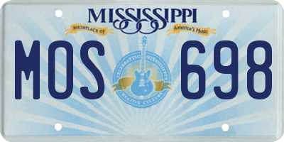 MS license plate MOS698
