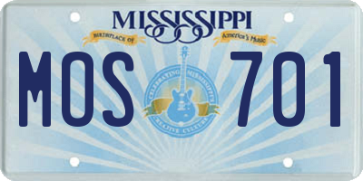 MS license plate MOS701
