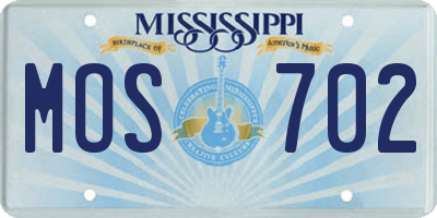 MS license plate MOS702