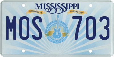 MS license plate MOS703