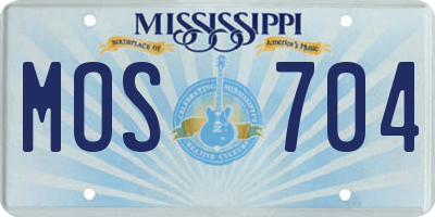 MS license plate MOS704