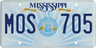 MS license plate MOS705