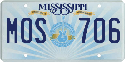 MS license plate MOS706