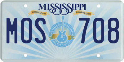 MS license plate MOS708