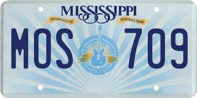 MS license plate MOS709