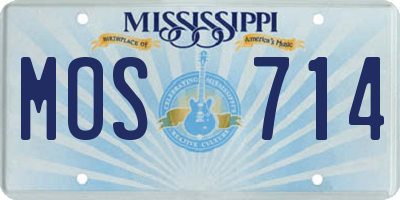 MS license plate MOS714