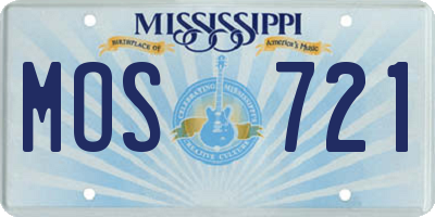 MS license plate MOS721