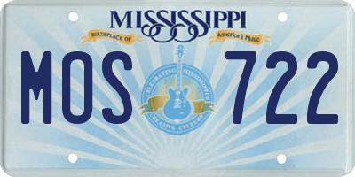 MS license plate MOS722